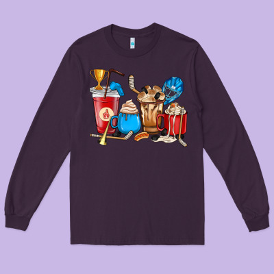 Hockey Coffee Cups Long Sleeve Tee Designed By Howdyjamesfarm
