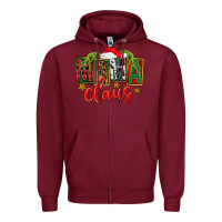 Burgundy Christmas mama Claus Zipper Hoodie - FaDigitalArtStudio