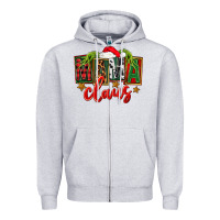 Heather Grey Christmas mama Claus Zipper Hoodie - FaDigitalArtStudio