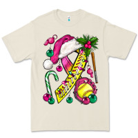 Bone Pink Christmas Breast Cancer Ribbon Softball Premium Tee - BundleAndBundleShop