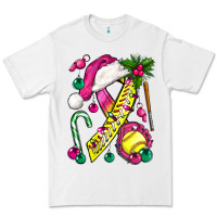 White Pink Christmas Breast Cancer Ribbon Softball Premium Tee - BundleAndBundleShop