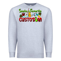 Heather Grey Santa's Favorite Custodian Premium Sweatshirt - LillyAllenDesigns
