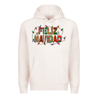 Pale Pink Feliz Navidad Premium Hoodie - BundleAndBundleShop