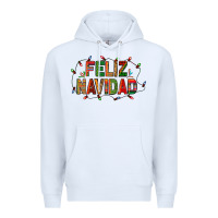 White Feliz Navidad Premium Hoodie - BundleAndBundleShop