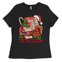 Black Tis The Season Christmas Cakes Truck Ladies Tee - BundleAndBundleShop
