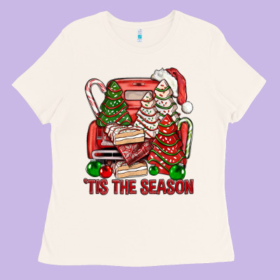 Tis The Season Christmas Cakes Truck Ladies Tee Designed By Bundleandbundleshop