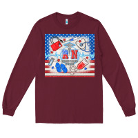 Burgundy American memorial day rn registered nurse Long Sleeve Tee - TumblerDesignByShophia