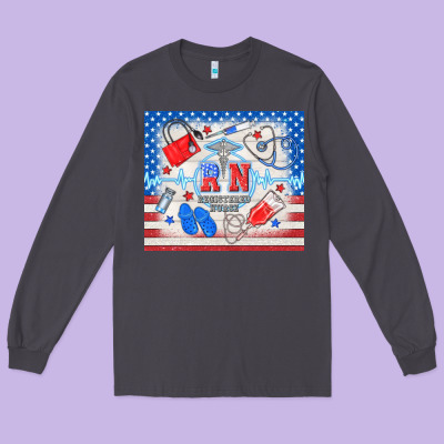 American Memorial Day Rn Registered Nurse Long Sleeve Tee Designed By Tumblerdesignbyshophia