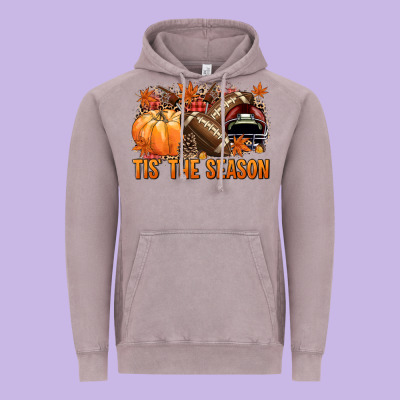 Tis' The Season Football And Maroon Helmet Vintage Hoodie Designed By Nancycooperartshop