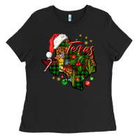 Black Christmas Western Texas Map Ladies Tee - BundleAndBundleShop
