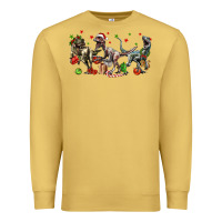 Antique Gold Three Christmas Dinosaurs Premium Sweatshirt - LillyAllenDesigns