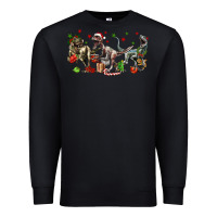 Black Three Christmas Dinosaurs Premium Sweatshirt - LillyAllenDesigns