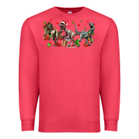 Cardinal Three Christmas Dinosaurs Premium Sweatshirt - LillyAllenDesigns