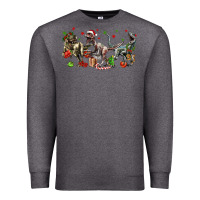 Charcoal Heather Three Christmas Dinosaurs Premium Sweatshirt - LillyAllenDesigns