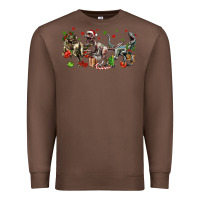 Chestnut Three Christmas Dinosaurs Premium Sweatshirt - LillyAllenDesigns
