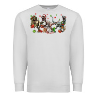 Dove Grey Three Christmas Dinosaurs Premium Sweatshirt - LillyAllenDesigns