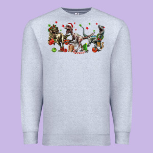 Three Christmas Dinosaurs Premium Sweatshirt Designed By Lillyallendesigns