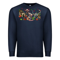 Navy Three Christmas Dinosaurs Premium Sweatshirt - LillyAllenDesigns
