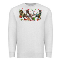 Oatmeal Heather Three Christmas Dinosaurs Premium Sweatshirt - LillyAllenDesigns