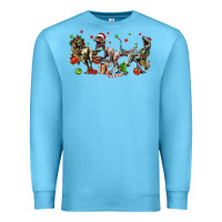 Ocean Blue Three Christmas Dinosaurs Premium Sweatshirt - LillyAllenDesigns