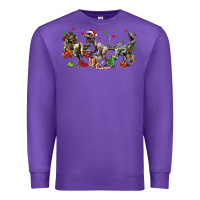Purple Three Christmas Dinosaurs Premium Sweatshirt - LillyAllenDesigns