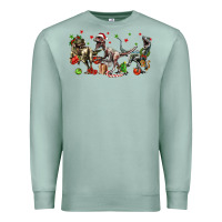 Seafoam Three Christmas Dinosaurs Premium Sweatshirt - LillyAllenDesigns