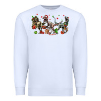 White Three Christmas Dinosaurs Premium Sweatshirt - LillyAllenDesigns
