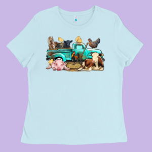 Farm Animals Truck Ladies Tee Designed By Bundleandbundleshop