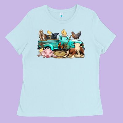 Farm Animals Truck Ladies Tee Designed By Bundleandbundleshop