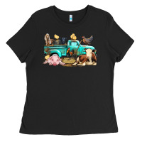 Black Farm Animals Truck Ladies Tee - BundleAndBundleShop