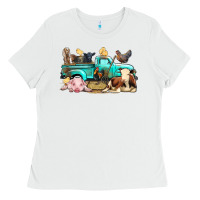 White Farm Animals Truck Ladies Tee - BundleAndBundleShop