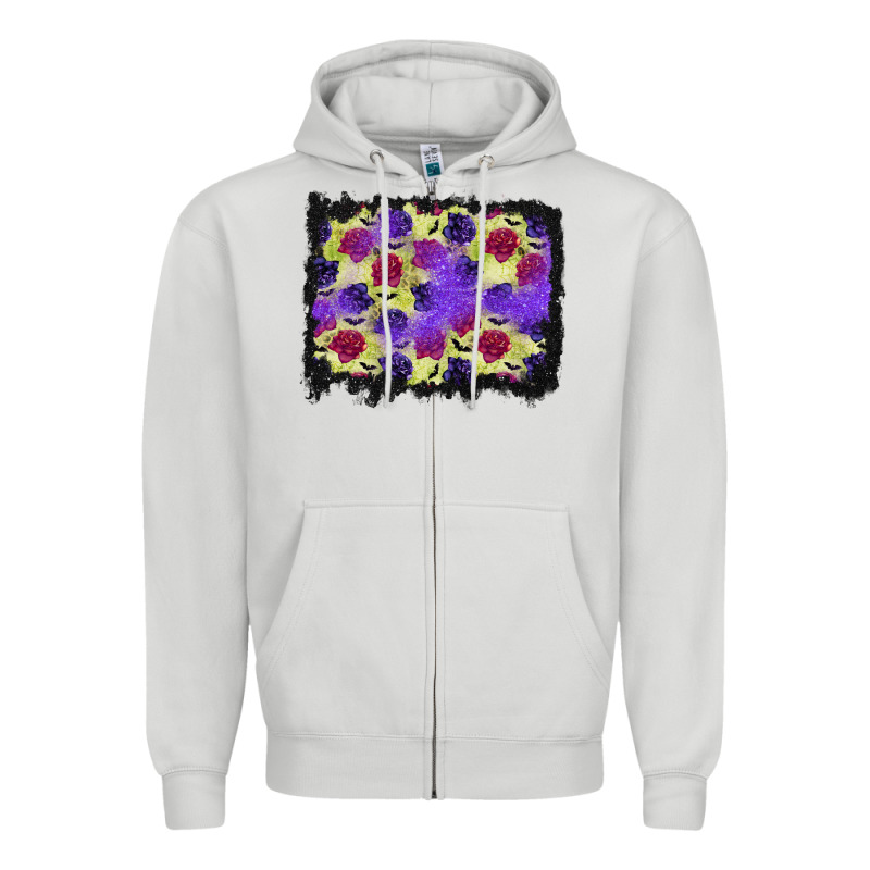 Halloween Bat And Roses Background Zipper Hoodie by BundleAndBundleShop | Teevron