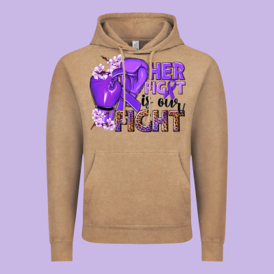 Her Fight Is Our Fight Purple Ribbon Vintage Hoodie Designed By Nancycooperartshop