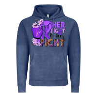 Vintage Denim Her fight is our fight purple ribbon Vintage Hoodie - NancyCooperArtShop