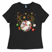 Black Baseball Horn Christmas Ladies Tee - BundleAndBundleShop