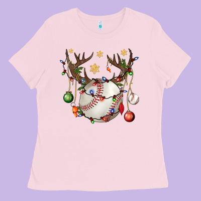 Baseball Horn Christmas Ladies Tee Designed By Bundleandbundleshop