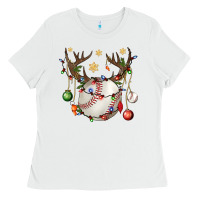 White Baseball Horn Christmas Ladies Tee - BundleAndBundleShop