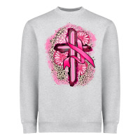 Heather Grey breast cancer cross Heavyweight Sweatshirt - FaDigitalArtStudio