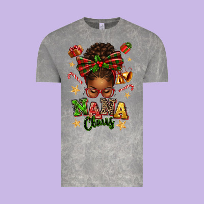 Nana Claus Afro Messy Bun Vintage Tee Designed By Texasbilliewilder