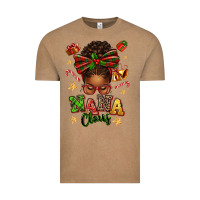 Vintage Coffee Nana Claus Afro Messy Bun Vintage Tee - texasbilliewilder