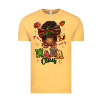 Vintage Mustard Nana Claus Afro Messy Bun Vintage Tee - texasbilliewilder