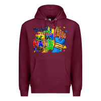Burgundy my child is non verbal but her mama aint afro hand rana Premium Hoodie - RanaPortraitStore