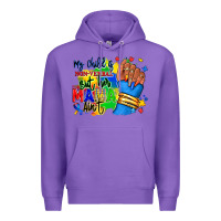 Purple my child is non verbal but her mama aint afro hand rana Premium Hoodie - RanaPortraitStore