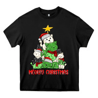 Black meowy christmas cat tree Heavy Core Tee - MaliasSmallBusiness