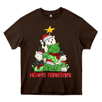 Chocolate Brown meowy christmas cat tree Heavy Core Tee - MaliasSmallBusiness
