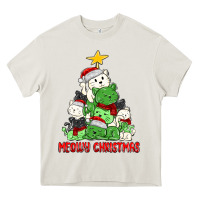 Cream meowy christmas cat tree Heavy Core Tee - MaliasSmallBusiness
