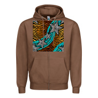 Chestnut tiger turquoise glitter and stars seamless pattern Zipper Hoodie - BundleAndBundleShop