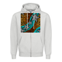 Tiger Turquoise Glitter And Stars Seamless Pattern Zipper Hoodie | Teevron
