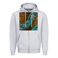 Heather Grey tiger turquoise glitter and stars seamless pattern Zipper Hoodie - BundleAndBundleShop