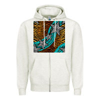 Oatmeal Heather tiger turquoise glitter and stars seamless pattern Zipper Hoodie - BundleAndBundleShop